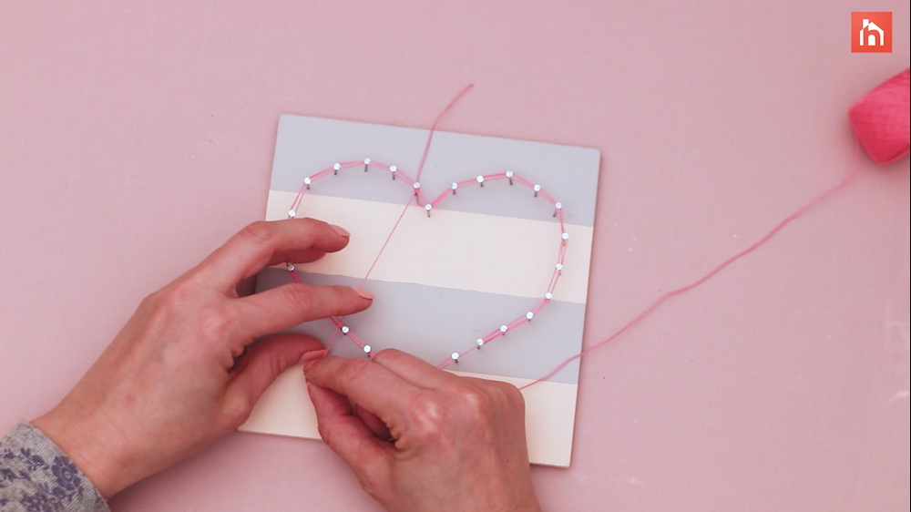 DIY heart nail string art 46