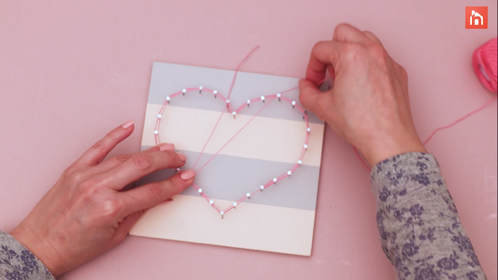 DIY heart nail string art 47
