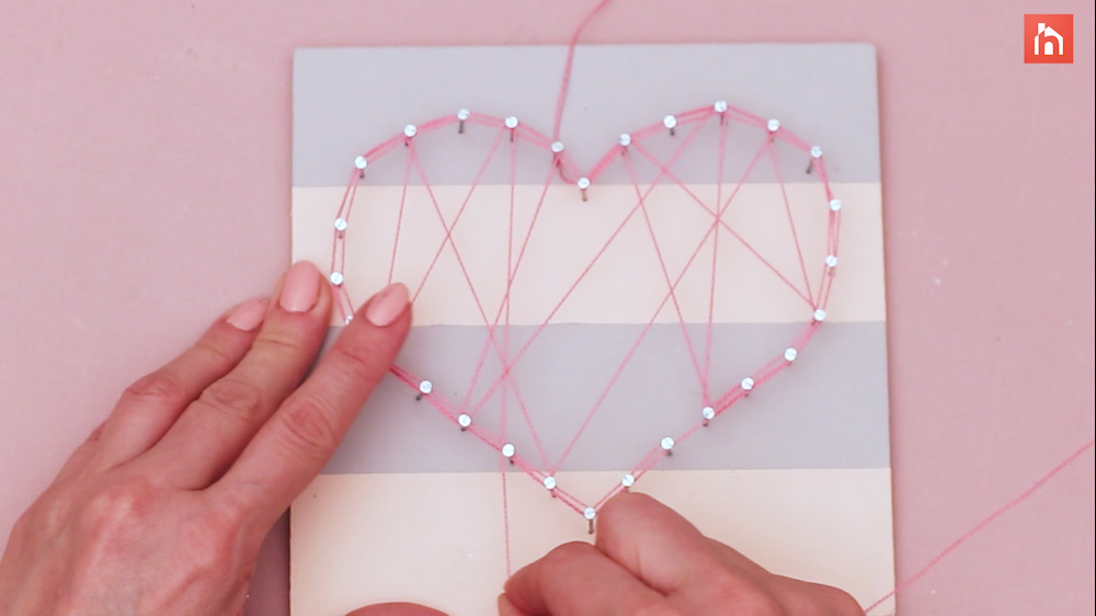 DIY heart nail string art 48