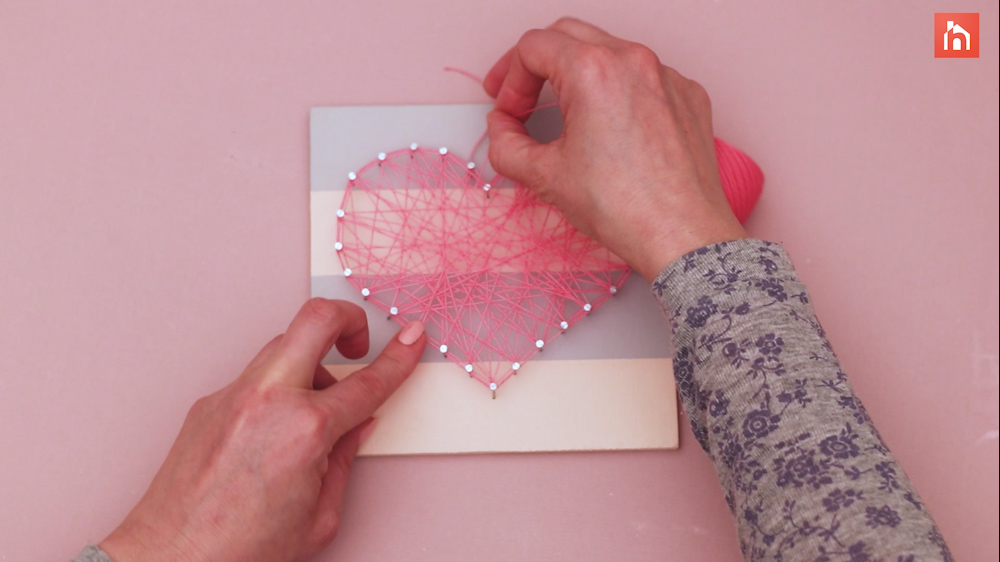 DIY heart nail string art 50