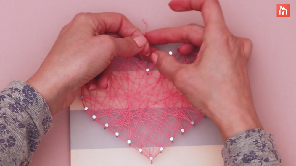 DIY heart nail string art 52