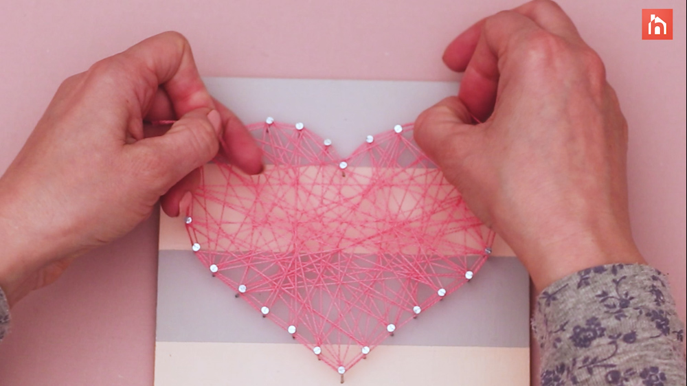 DIY heart nail string art 53