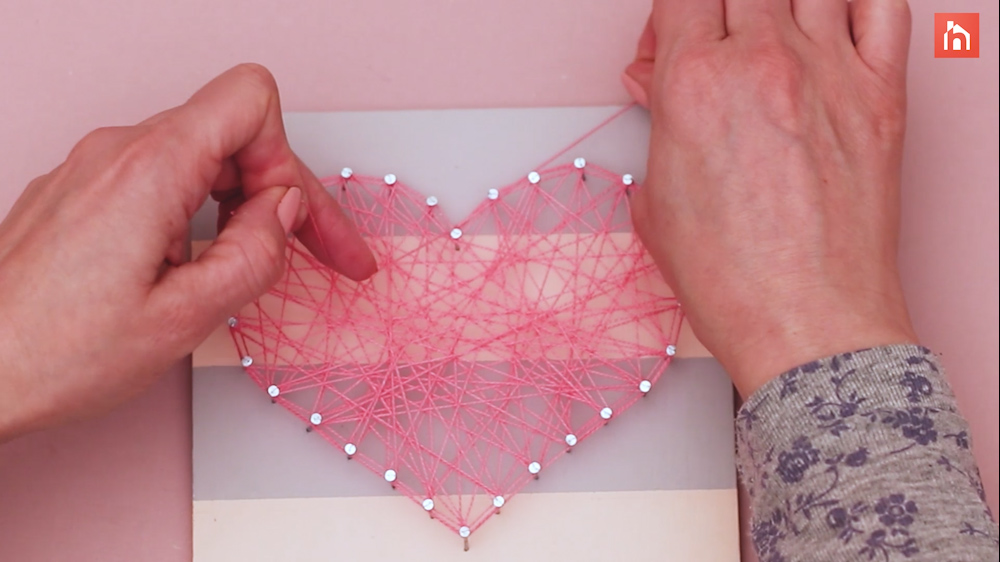 DIY heart nail string art 55