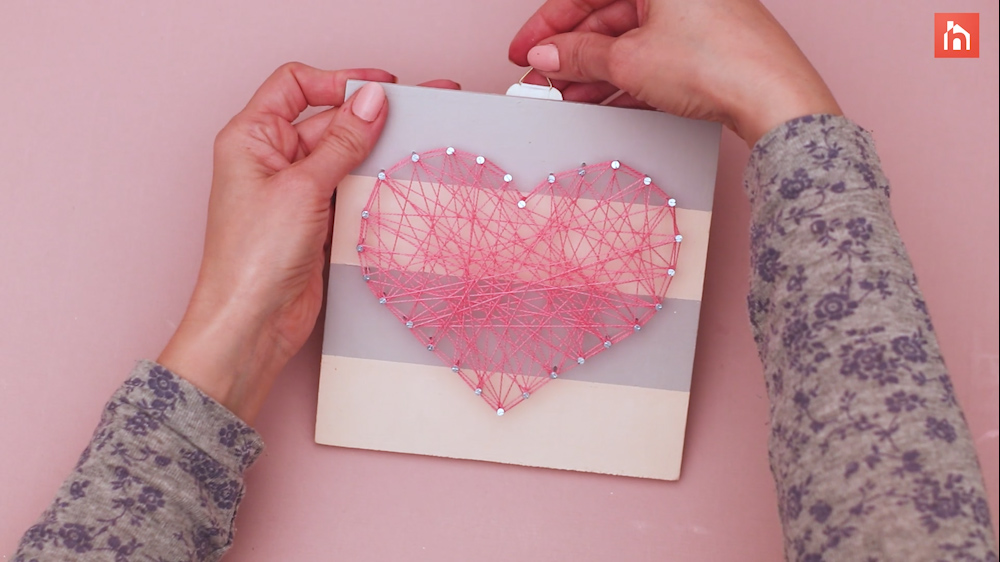 DIY heart nail string art 57