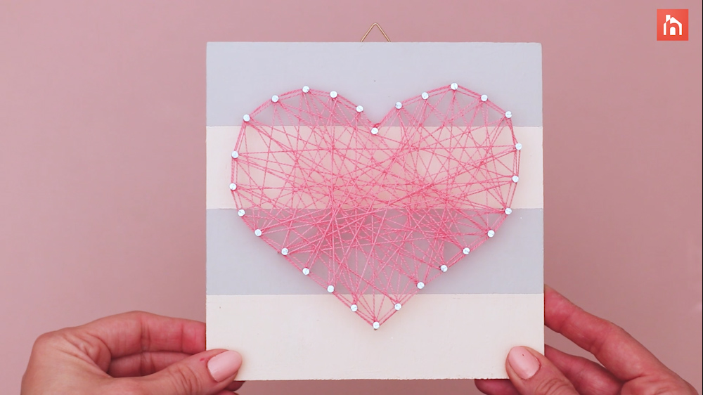 DIY heart nail string art 59