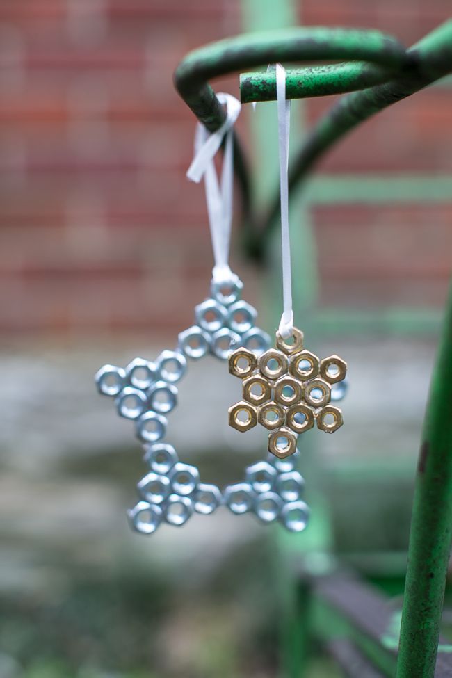 DIY hexnut ornaments