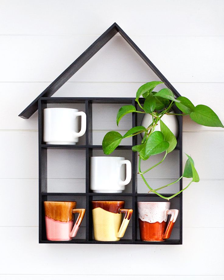 DIY house mug shelf