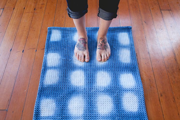 DIY indigo dyed bathmat