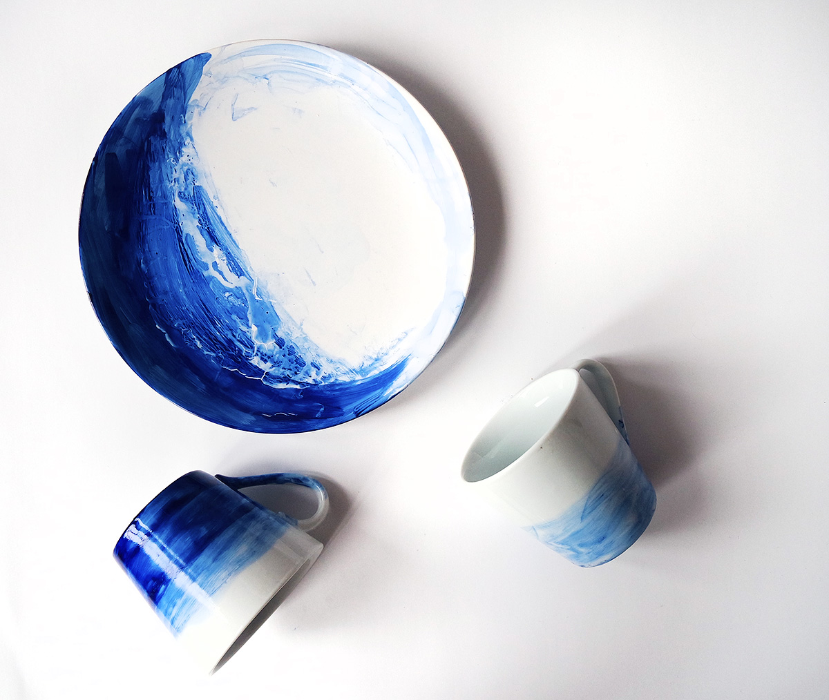 DIY indigo painted dishes