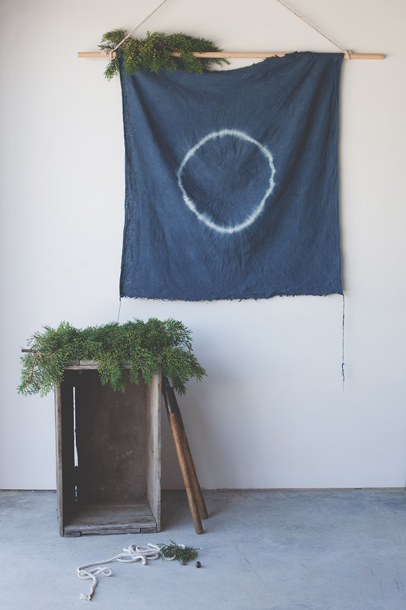 DIY indigo wall hanging