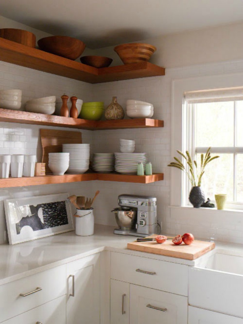 DIY kitchen corner shelves