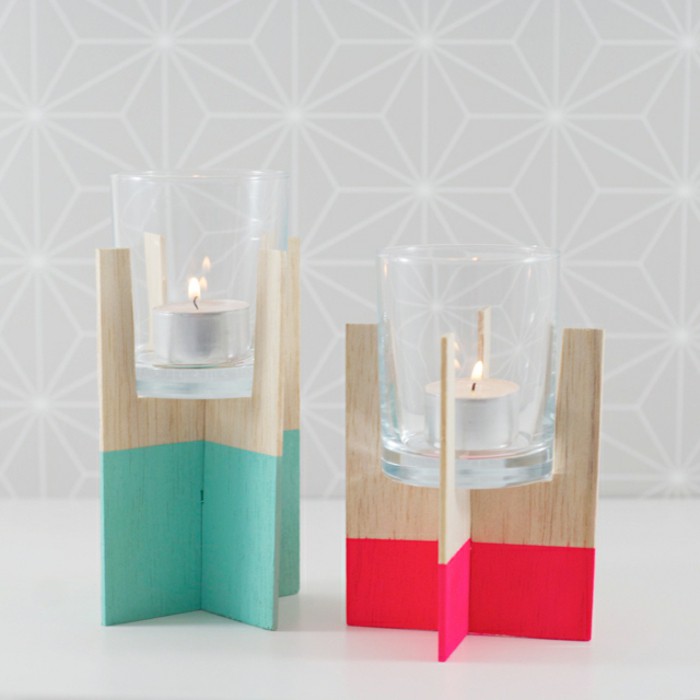 DIY midcentury candle holders