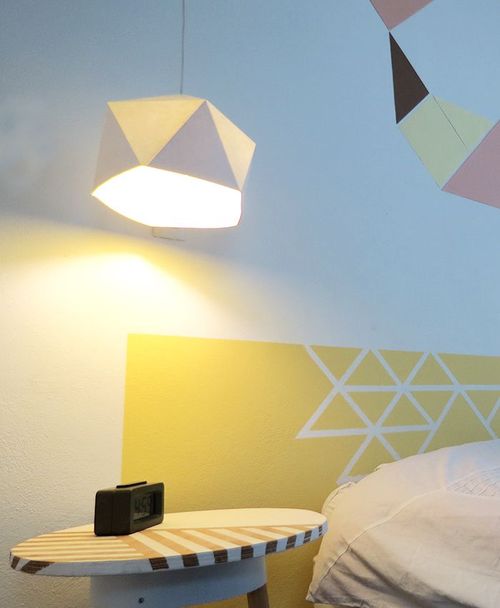 DIY painted geo headboard