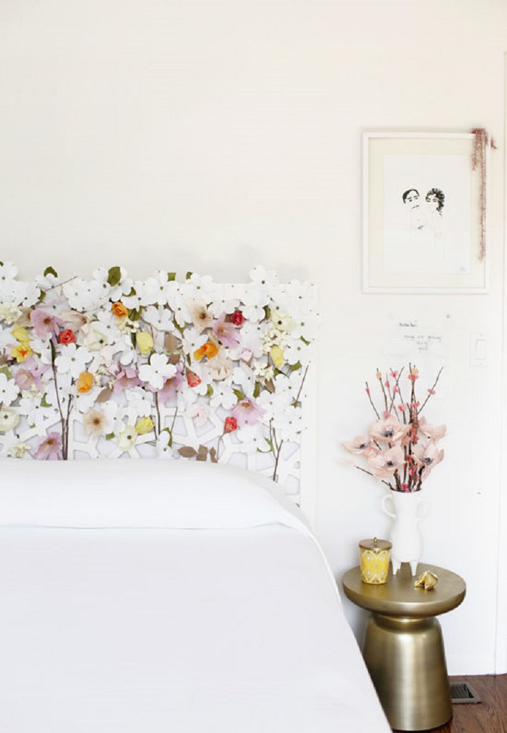 DIY paper floral headboard