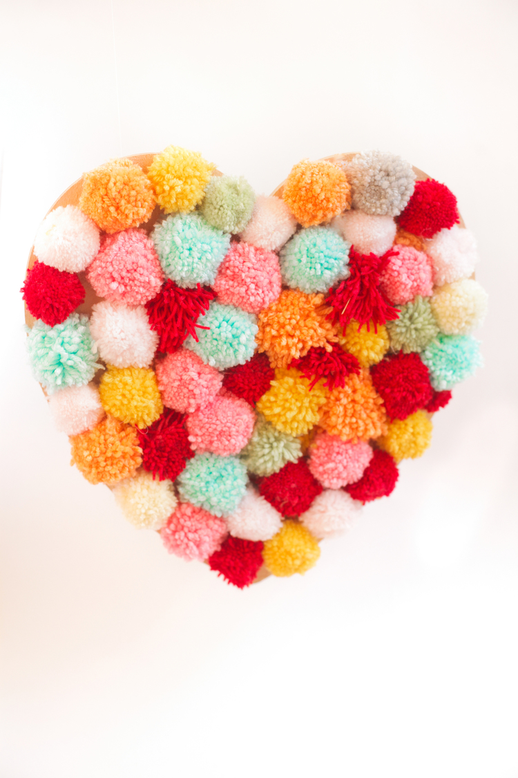 DIY pom pom wall hanging