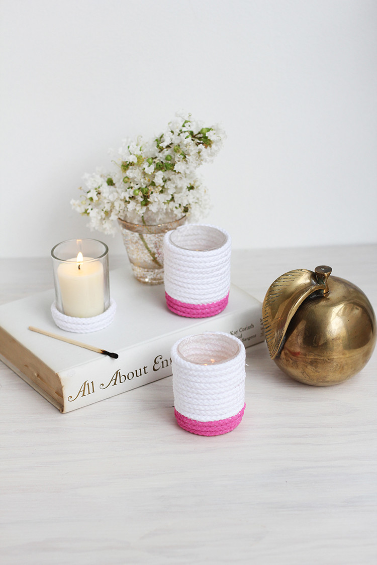 DIY rope wrapped candles