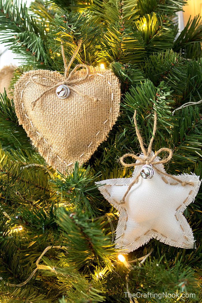 DIY rustic Burlap christmas tree ornaments