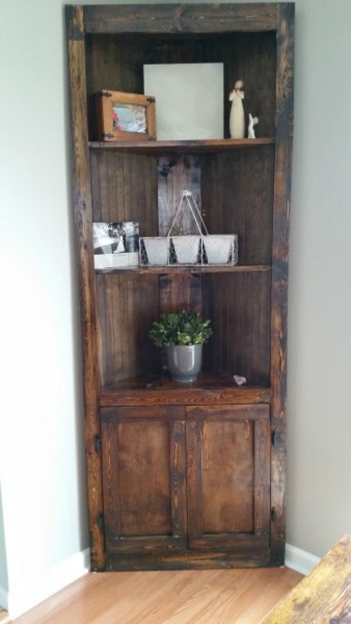 DIY rustic corner shelf