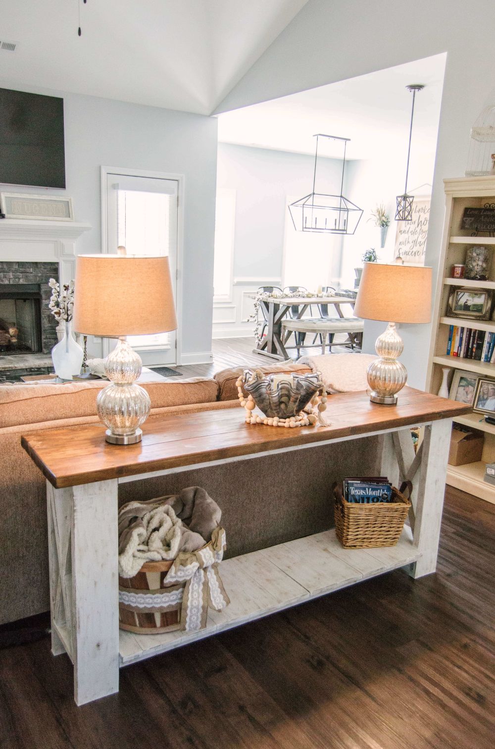 DIY rustic sofa table