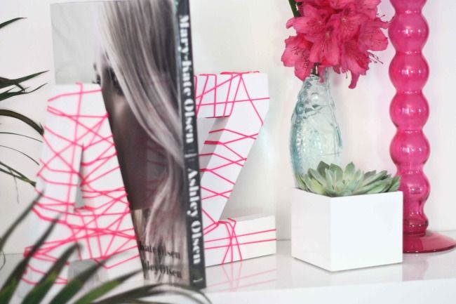 DIY string letters bookends