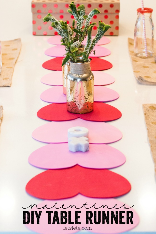 DIY table runner for Valentines Day