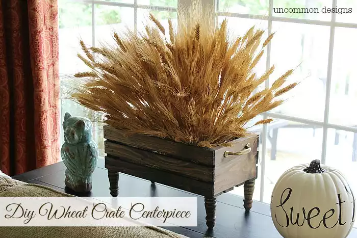 DIY Wheat Crate Centerpiece