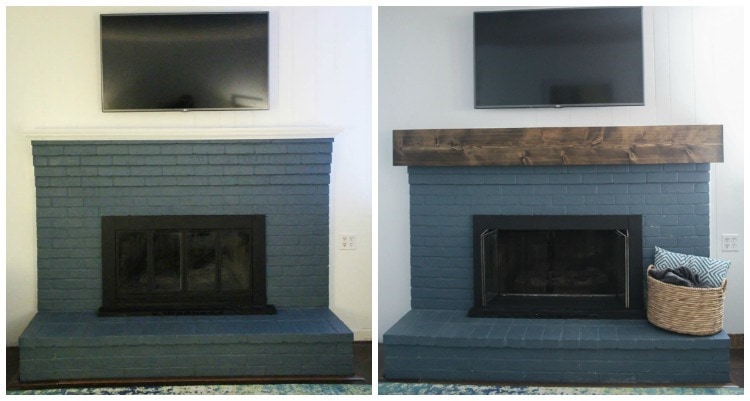 DIY wood mantel for fireplace