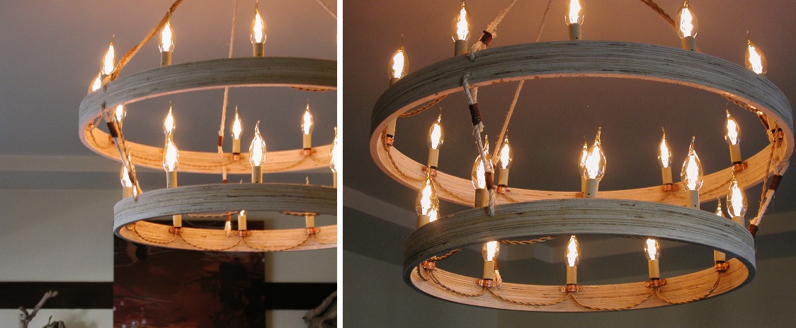 DIY wood ring chandelier