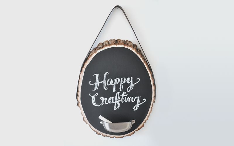 DIY wood slice chalkboard