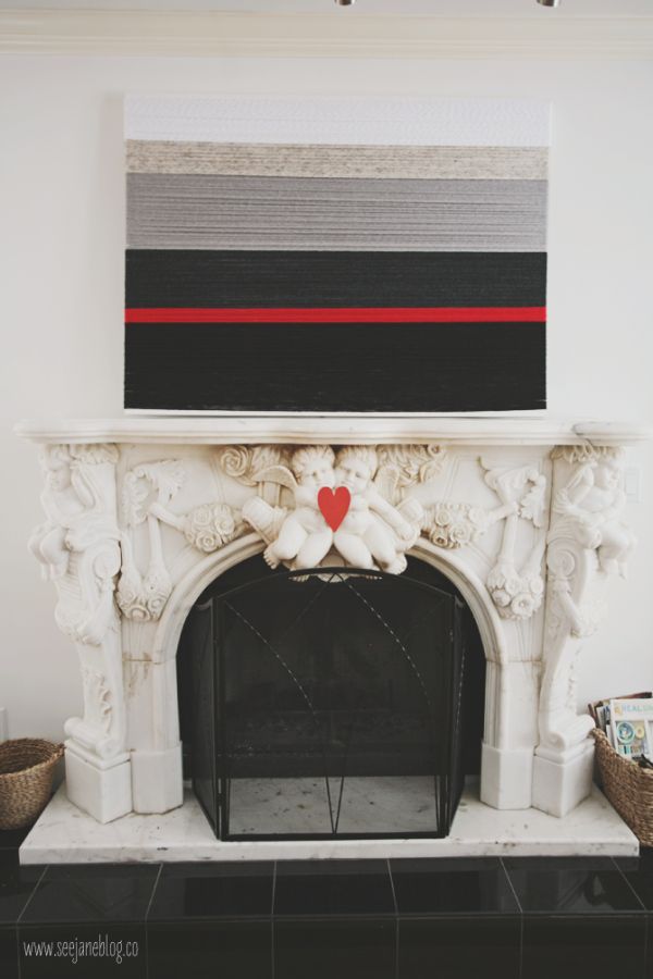 DIY yarn wrapped canvas via seejaneblog