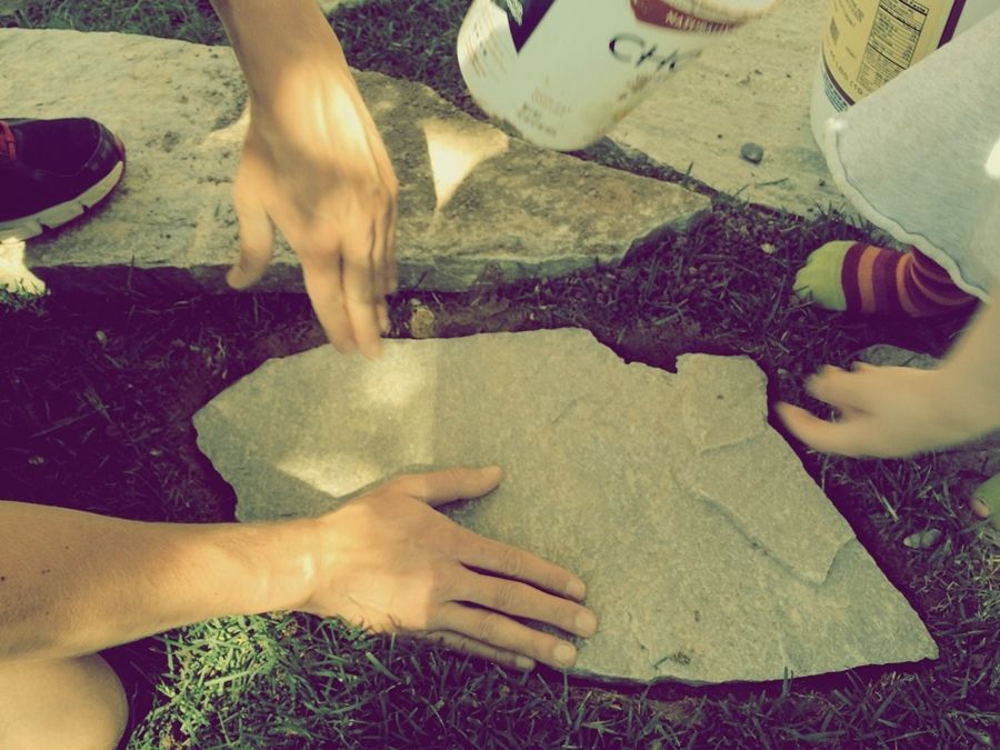 level the flagstone for a walkway