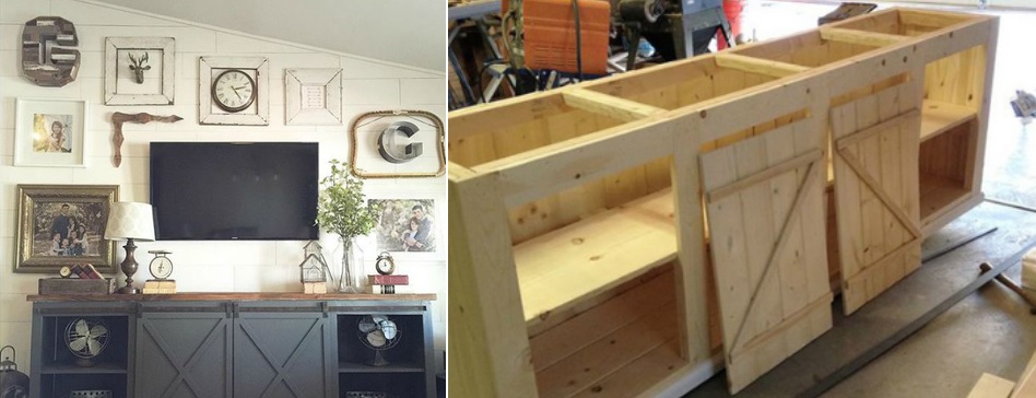 DIy barn doors tv stand