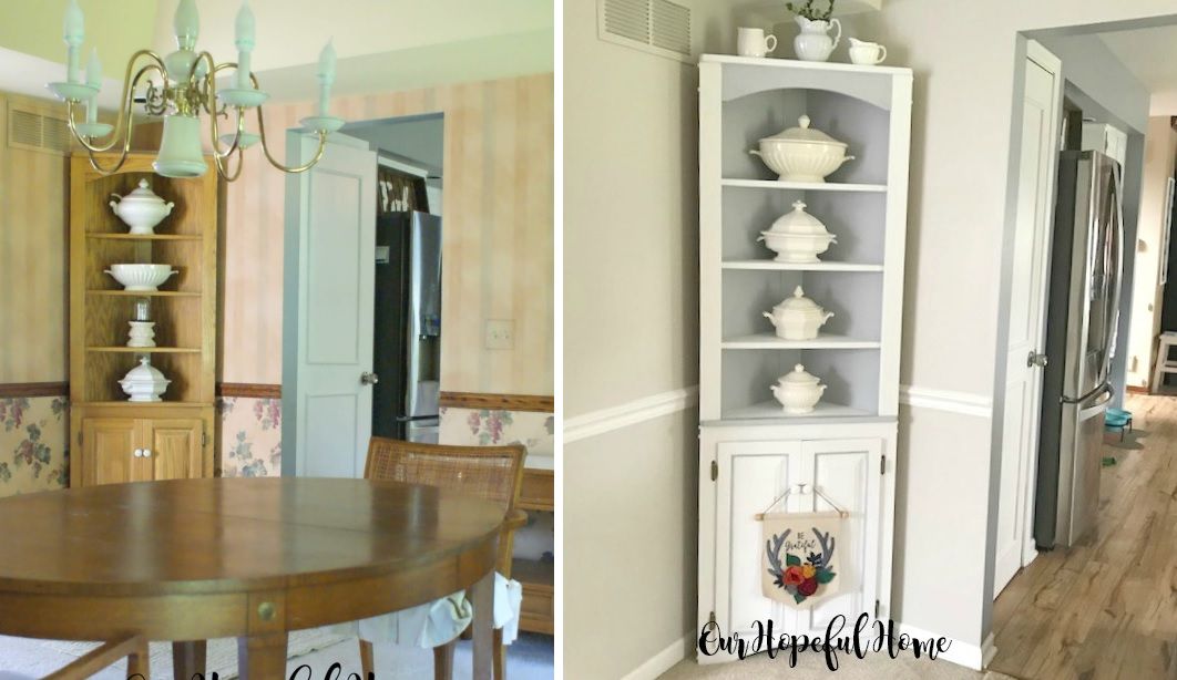 DIy chalk paint corner cabinet
