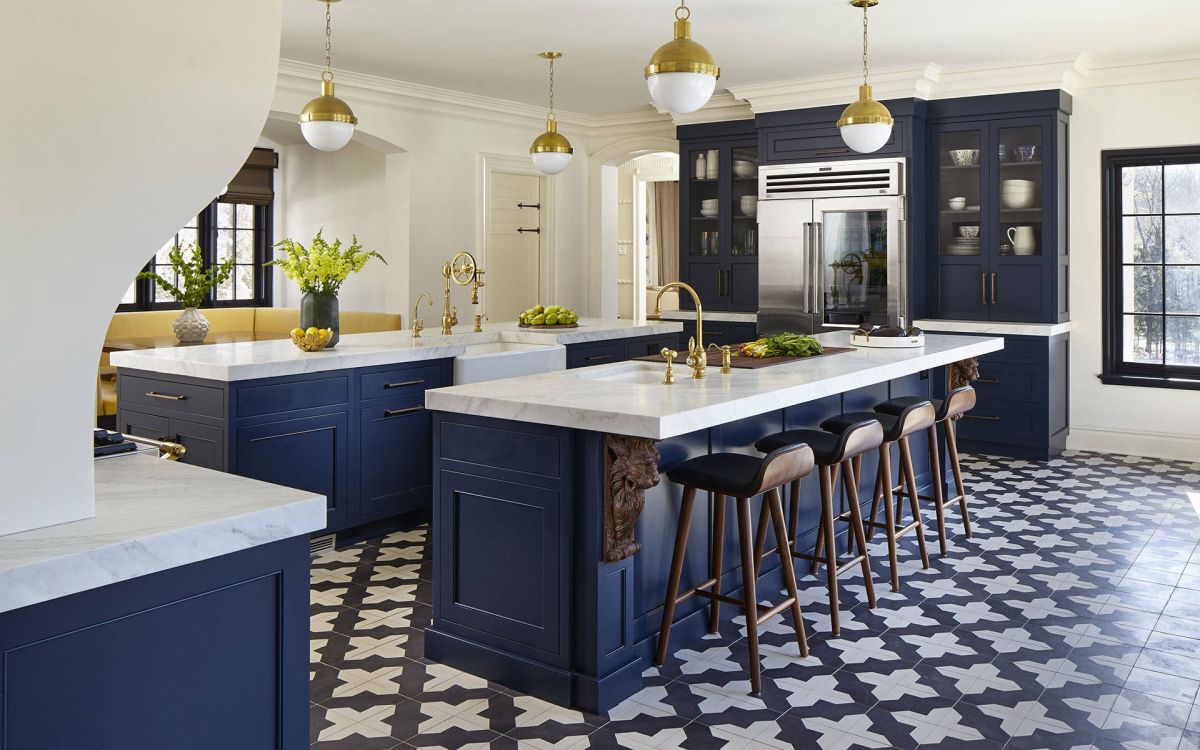 Dark Kitchen Floors With A Pattern