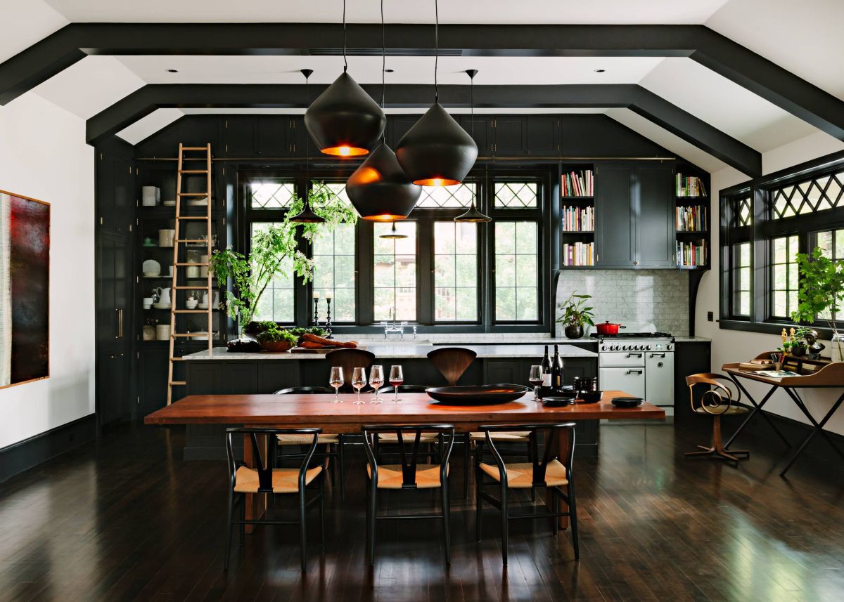 Dark Wood Kitchen Floor With Dark Cabinets