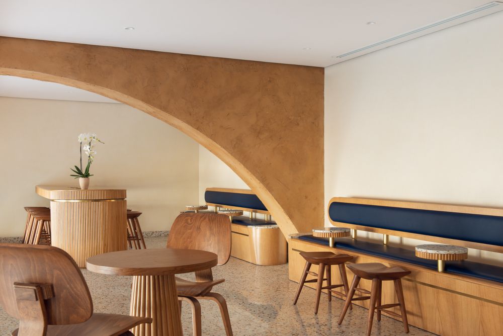 Deco Temple Elixir Bunn Coffee Roasters by AZAZ Architects seating