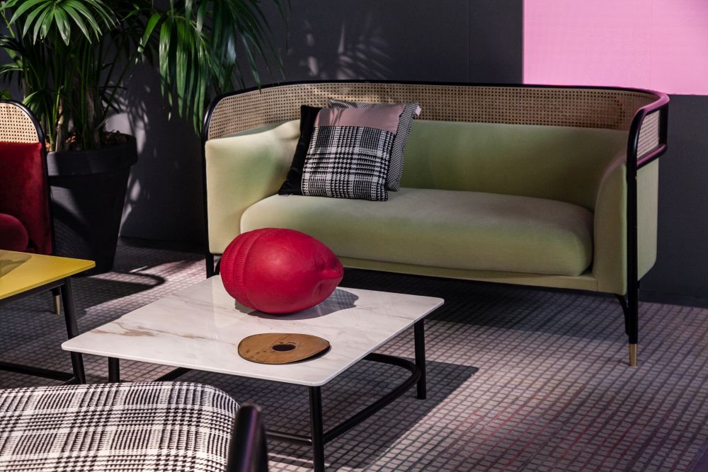 Decorate with green and small couch set