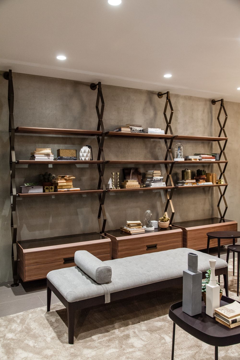 Decorating the shelves with vintage accessories