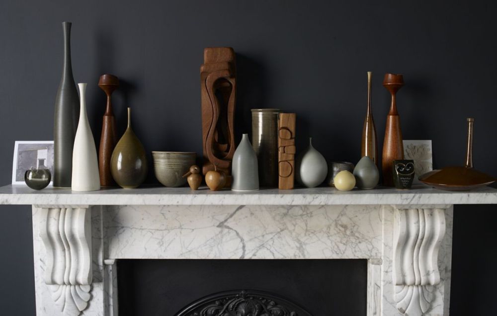 Decorative Objects on the Fireplace Marble Mantel