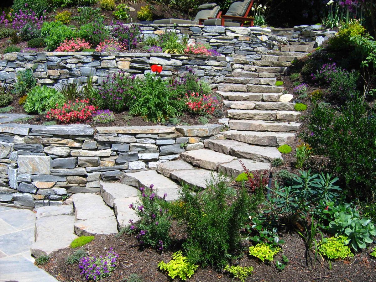 Decorative Terraces in Retaining Wall Steps