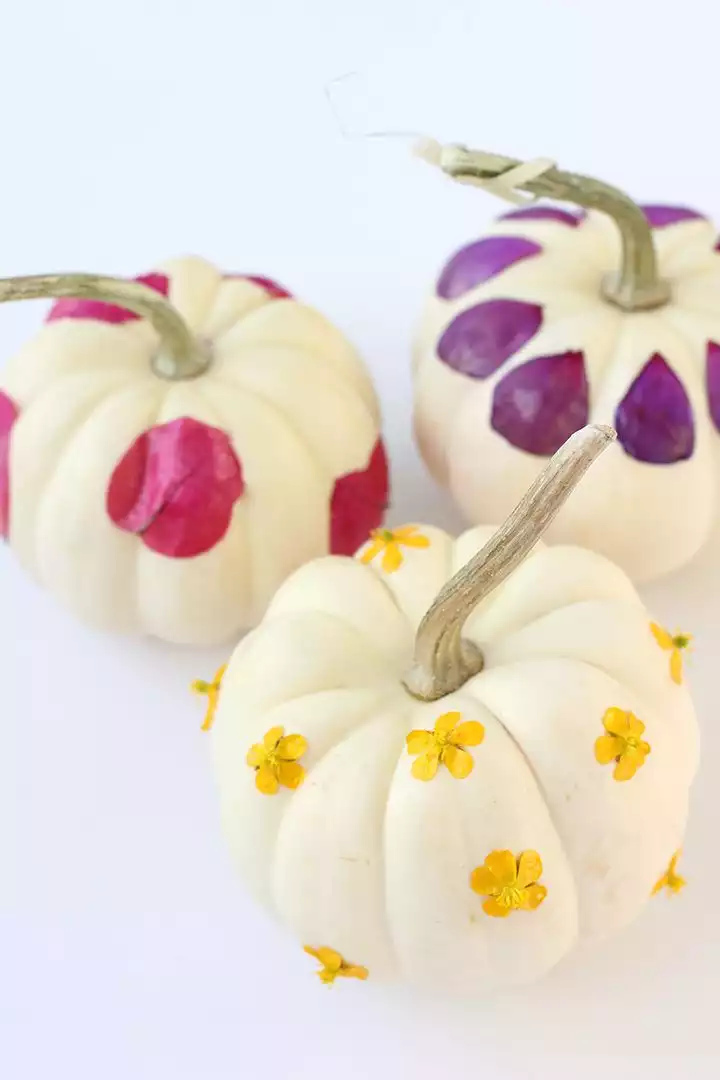 Decoupage flower pumpkins