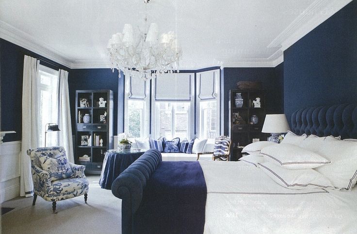 Deep dark blue bedroom