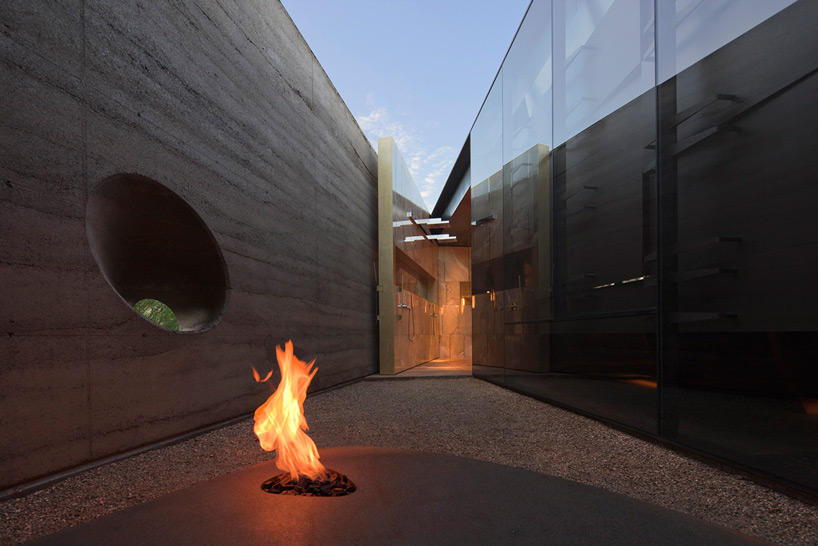 Desert Courtyard House fireplace