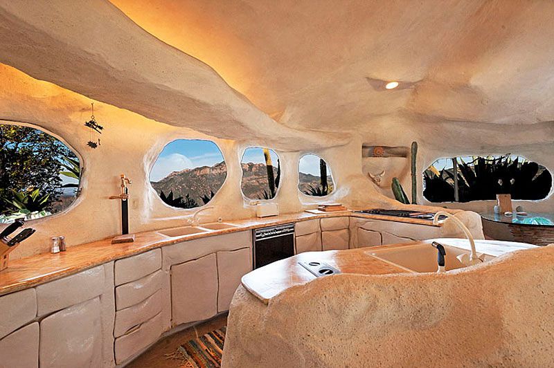 Dick Clark’s Unique Flintstone Style House Kitchen