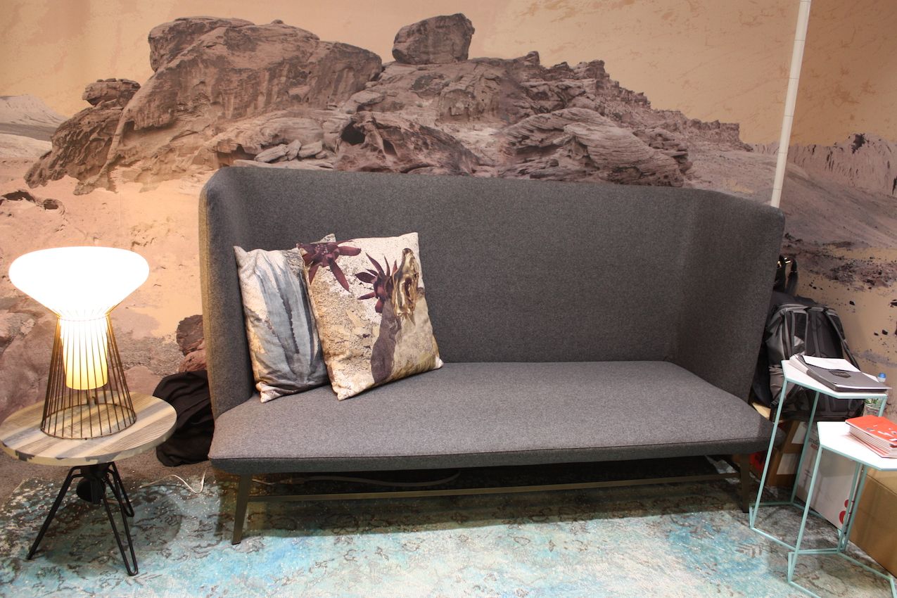 A variety of upholstery choices are available for the Gimme Shelter sofa.