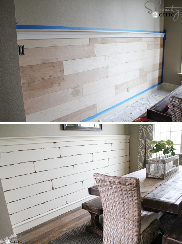 Distresed wood plank wall