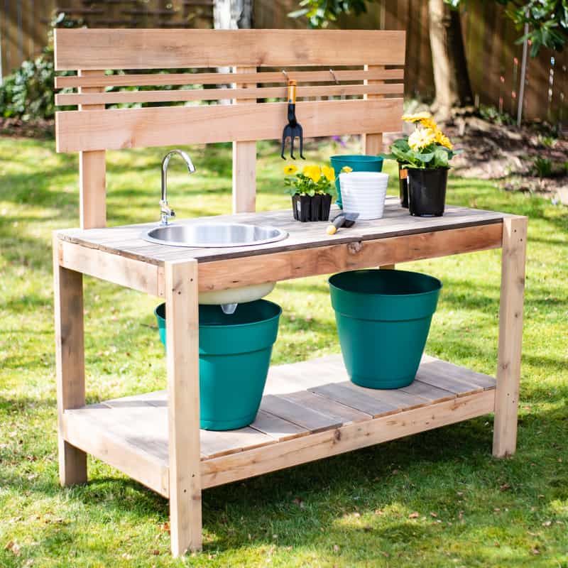 Diy potting bench with sink