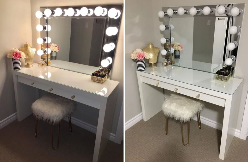 Diy vanity mirror with desk