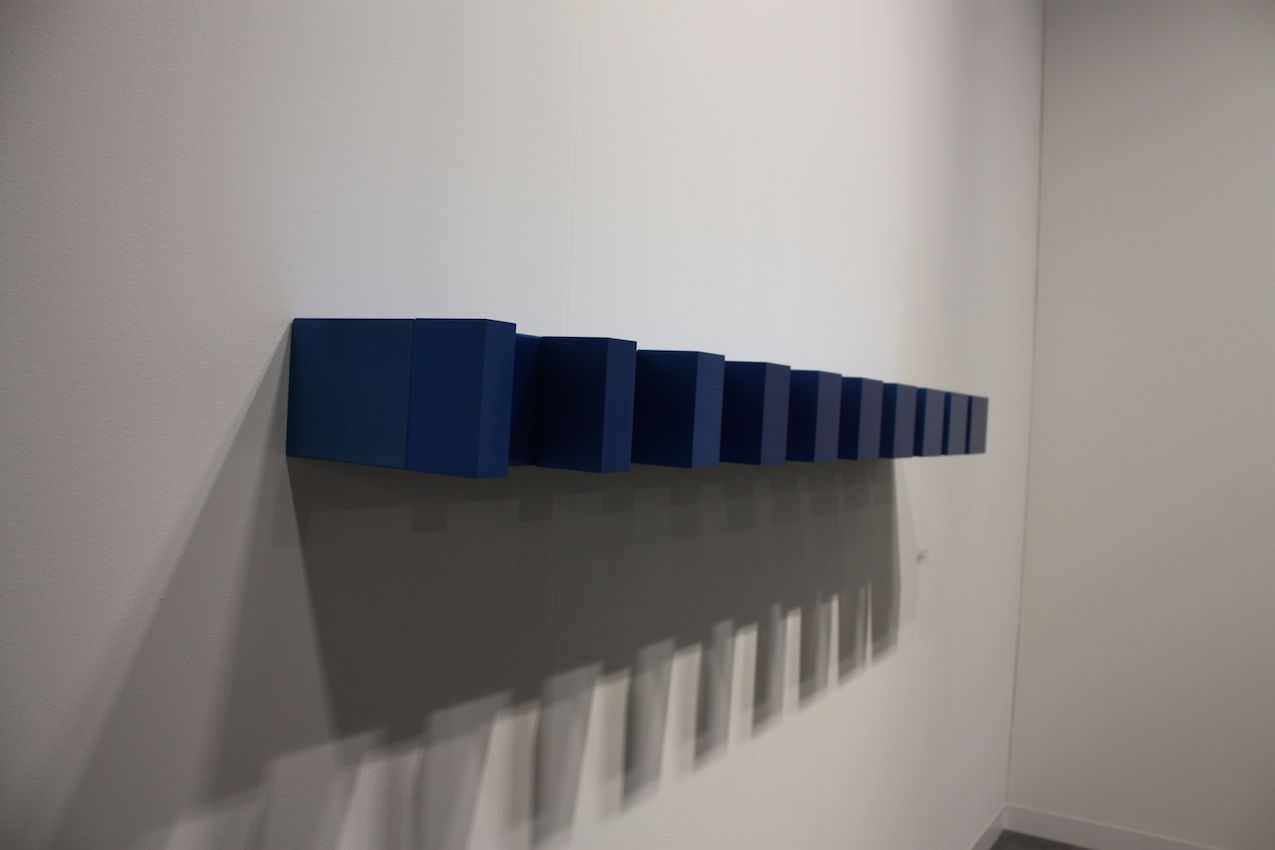 Untitled, Blue lacquer on galvanized iron.