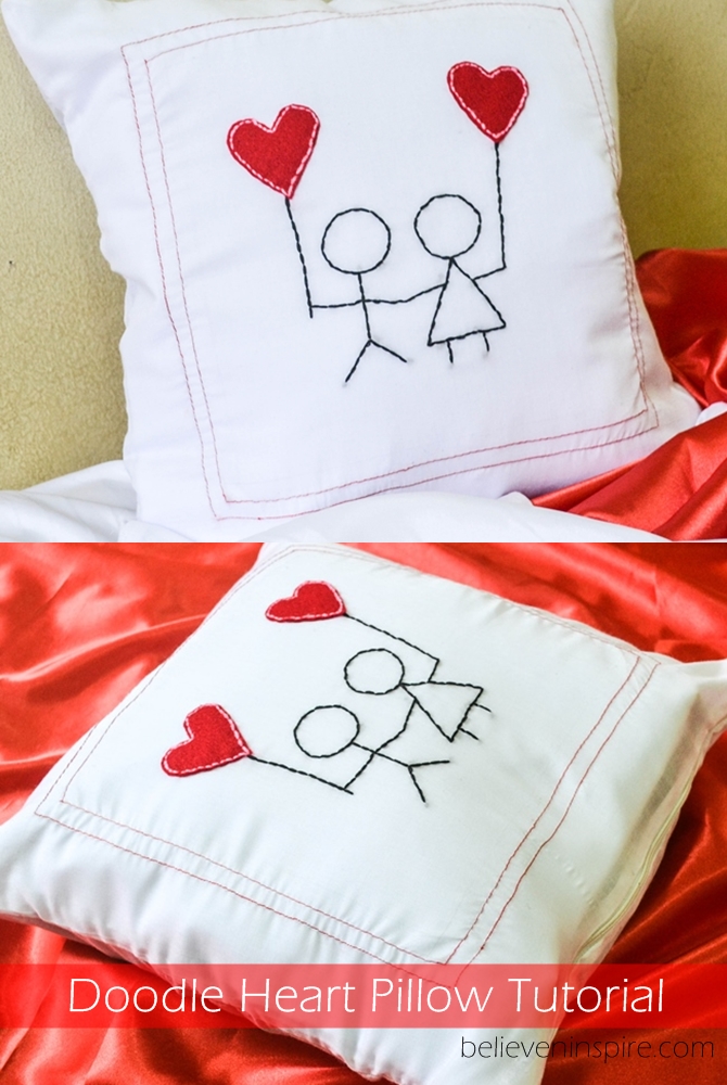 Doodle heart pillow